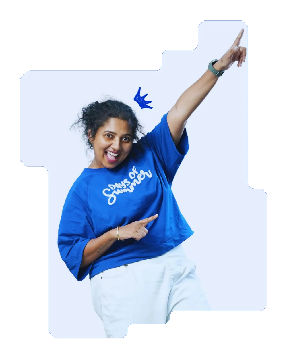 MAFT student pointing up, hyped to apply